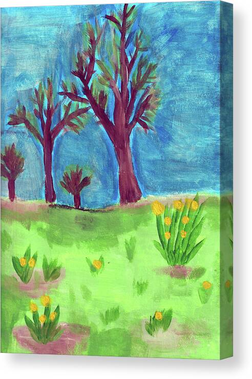 Spring Canvas Print featuring the painting First Colors of Spring by Christopher Reed