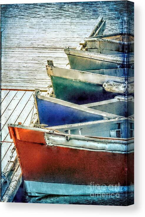 Boats Canvas Print featuring the photograph Five small boats by Janice Drew