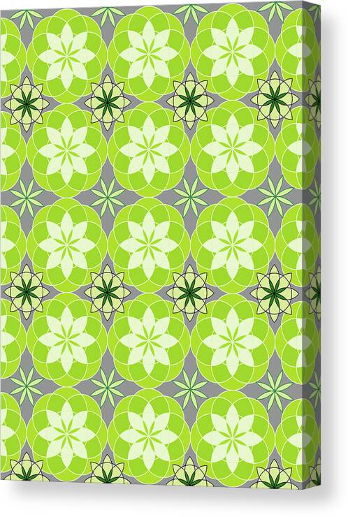 Floral Pattern Canvas Print featuring the digital art Floral Pattern - Surface Design Shades of Green by Patricia Awapara