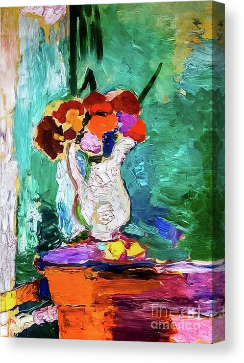 Flowers Canvas Print featuring the painting Flowers by Henri Matisse 1907 by Henri Matisse