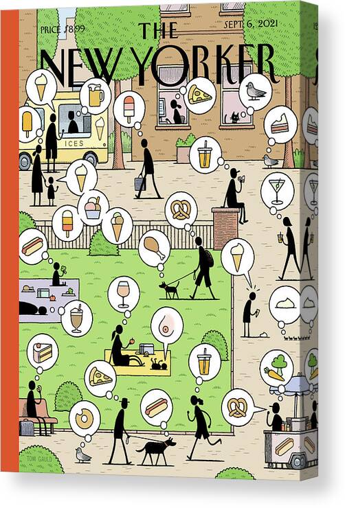 City Canvas Print featuring the digital art Food for Thought by Tom Gauld