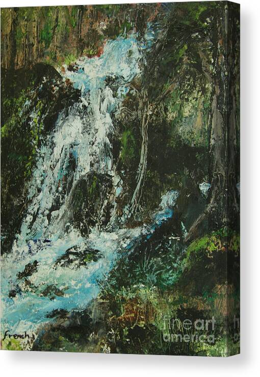 Landscape Canvas Print featuring the painting Forest Cascade by Jeanette French