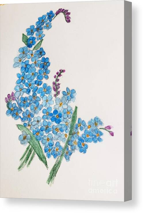 Blue Flowers Canvas Print featuring the painting Forget Me Not by Margaret Welsh Willowsilk