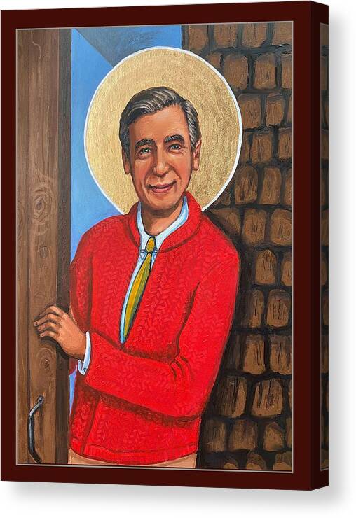 Red Sweater Canvas Print featuring the painting Fred Rogers by Kelly Latimore