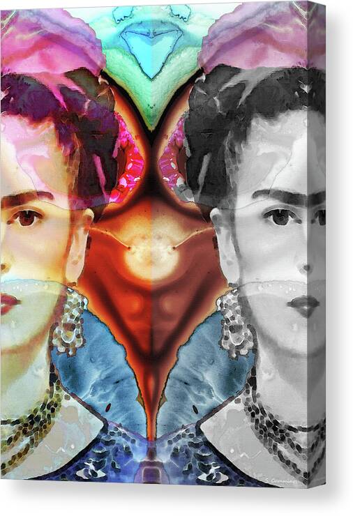 Frida Kahlo Canvas Print featuring the painting Frida Kahlo Art - Seeing Color by Sharon Cummings