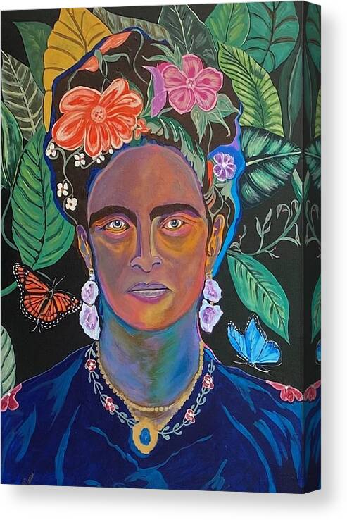 Canvas Print featuring the painting Frida Kahlo by Bill Manson