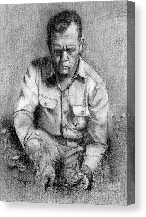 Portrait Canvas Print featuring the drawing Glen Datson Snr. by Vicki B Littell