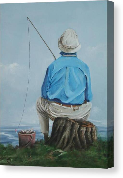 Fishing Canvas Print featuring the painting Gone Fishing by Teresa Trotter