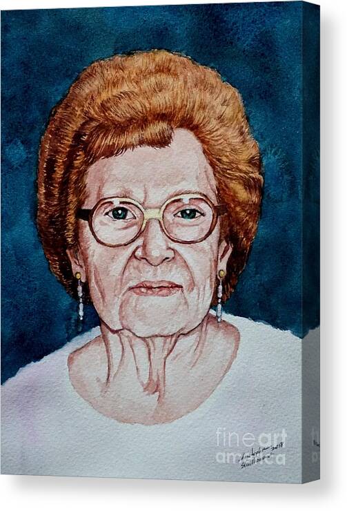 Simon Canvas Print featuring the painting Grandma Simon by Christopher Shellhammer