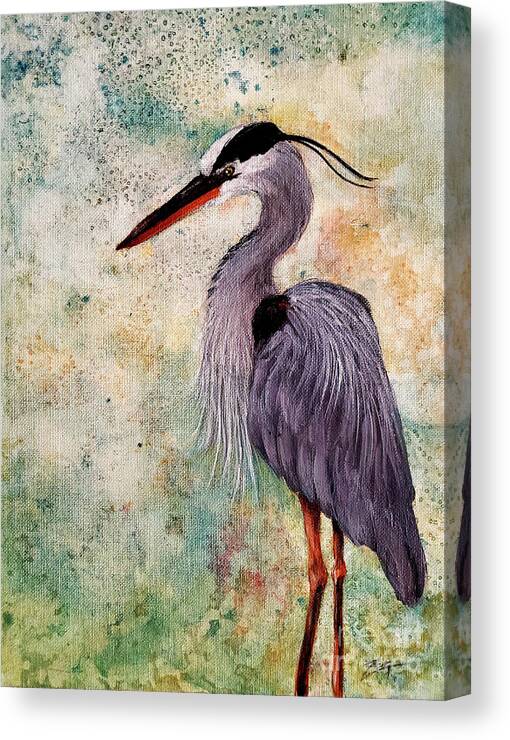 Wildlife Canvas Print featuring the painting Great Blue Heron by Zan Savage