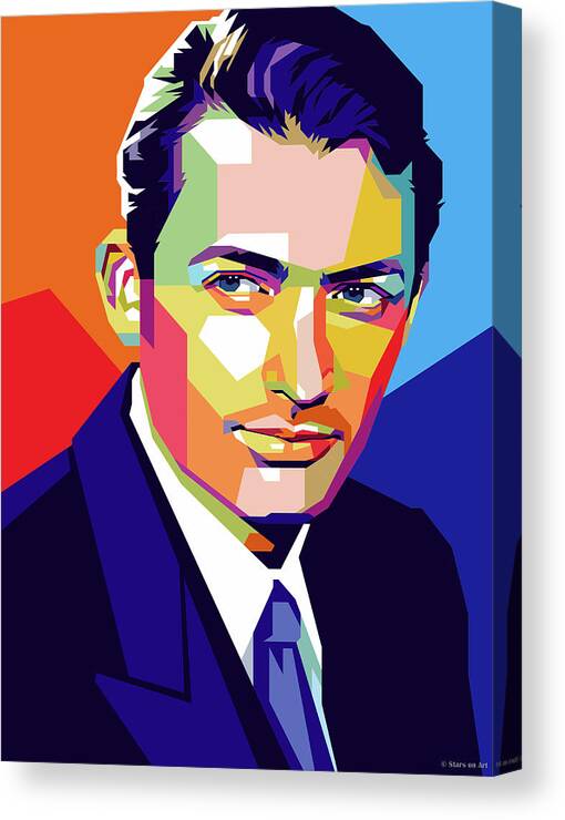 Gregory Peck Canvas Print featuring the mixed media Gregory Peck illustration by Movie World Posters