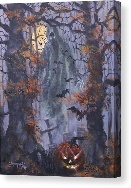 Halloween Specter Canvas Print featuring the painting Halloween Specter by Tom Shropshire