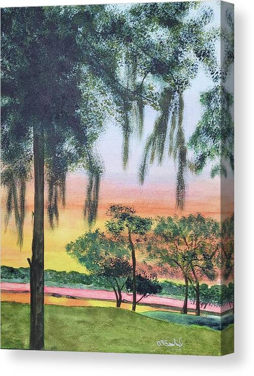 St Helena Island Canvas Print featuring the painting Hanging Moss by Ann Frederick