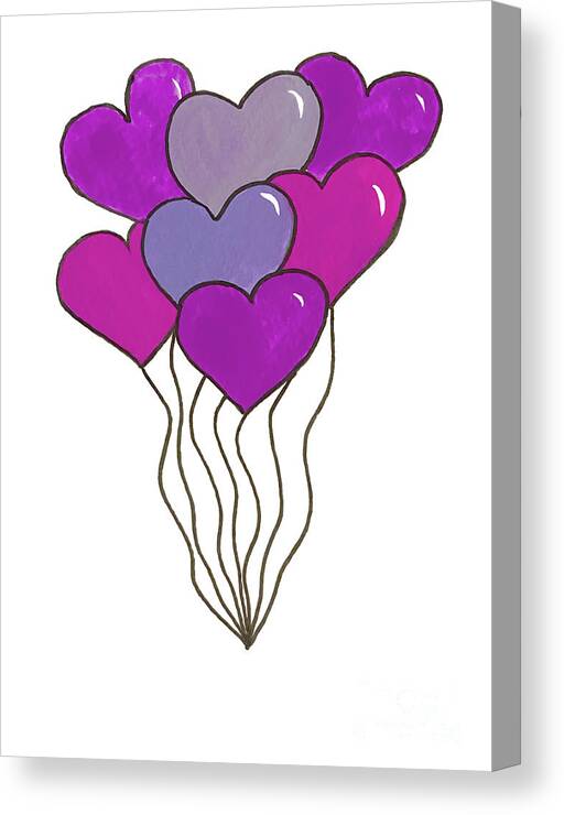 Heart Canvas Print featuring the mixed media Heart Balloons by Lisa Neuman