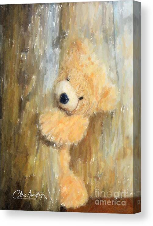 Teddy Bear Canvas Print featuring the drawing Hello Are You OK by Chris Armytage