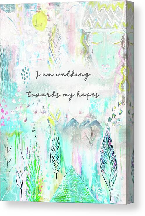 I Am Walking Towards My Hopes Canvas Print featuring the painting I am walking towards my hopes by Claudia Schoen
