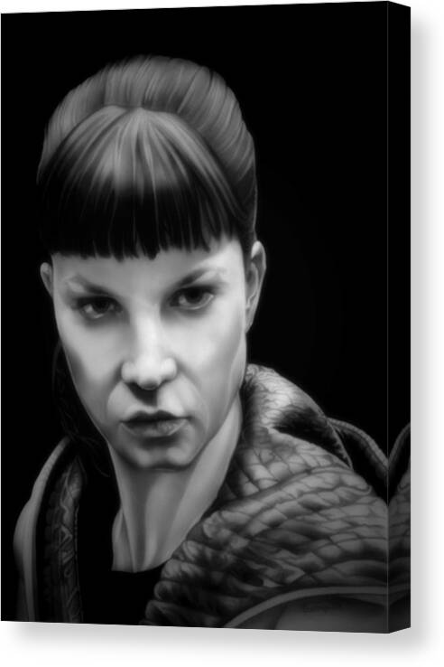 Blade Runner Canvas Print featuring the drawing I'm the Best One - Luv - Black and White Edition by Fred Larucci