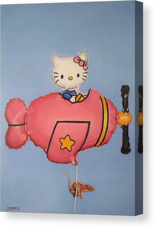 Hello Kitty Canvas Print featuring the painting In Search Of A Better Mousetrap by Jean Cormier