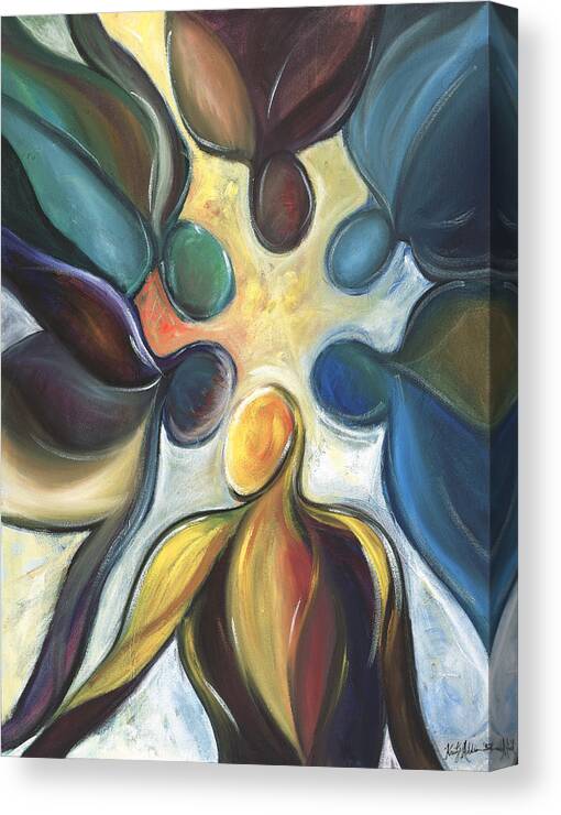 Teamwork Canvas Print featuring the painting In The Huddle by Kristye Dudley