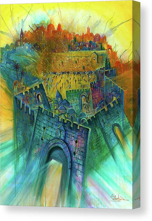 Alex Levin Canvas Print featuring the painting Indivisible Jerusalem by Alex Levin