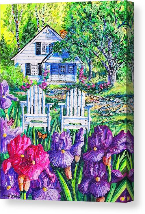 Iris Canvas Print featuring the painting Irises by Diane Phalen