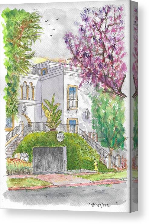 Isola Bella Townhouses Canvas Print featuring the painting Isola Bella Townhouses, West Hollywood, California by Carlos G Groppa