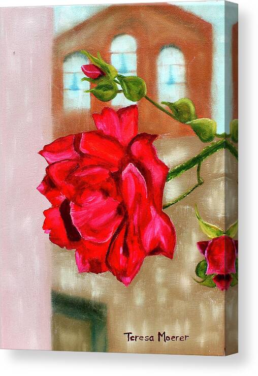 Rose Canvas Print featuring the painting Italian Rose by Teresa Moerer