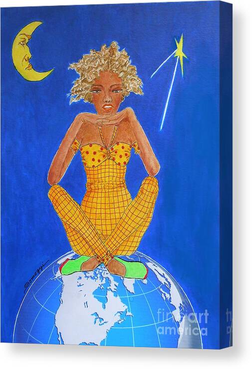Strong Woman Canvas Print featuring the mixed media It's My World Now -- Fierce Females Series by Jayne Somogy