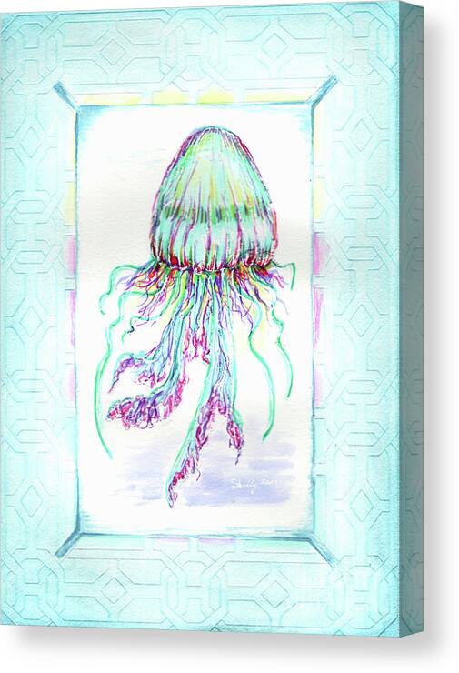 Jellyfish Canvas Print featuring the painting Jellyfish Key West Teal by Shelly Tschupp