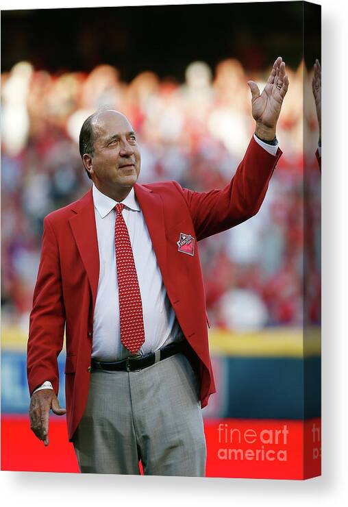 Great American Ball Park Canvas Print featuring the photograph Johnny Bench by Rob Carr