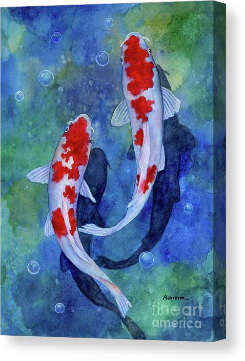 Koi Canvas Print featuring the painting Koi Pond 3 by Hailey E Herrera