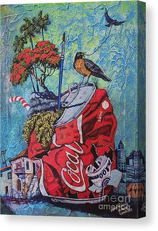 Coke Canvas Print featuring the painting La del Olvido by Carlos Rodriguez