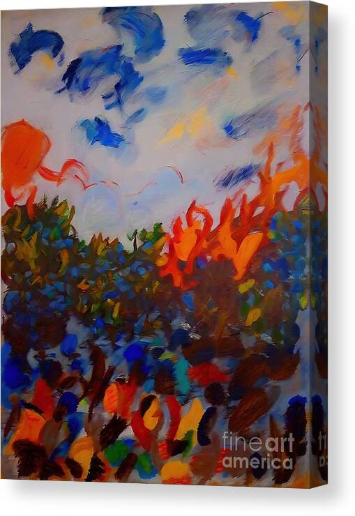 Gestural Canvas Print featuring the painting La Provence 1 /50x65 cm / 19 68 x 25 59 in Painting gestural provence colorful expressive landscape modern abstract art artistic artwork autumn background birch tree bright cold color colorful by N Akkash