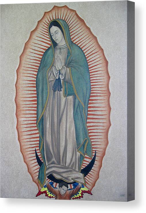 Virgen De Guadalupe Canvas Print featuring the painting La Virgen de Guadalupe by Lynet McDonald