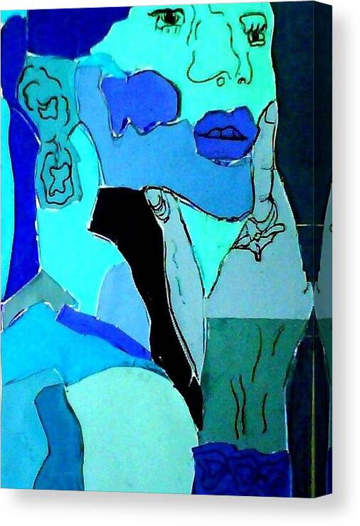 Lady Canvas Print featuring the mixed media Lady in Blue by Suzanne Berthier