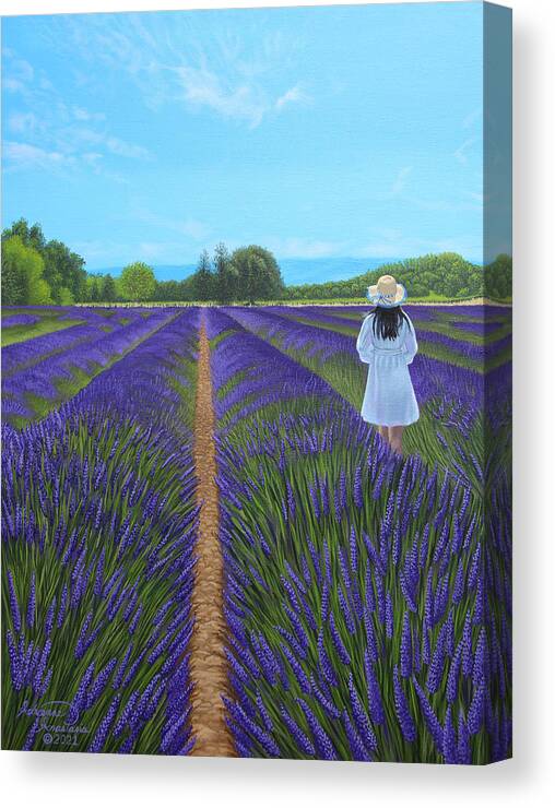 Landscape Canvas Print featuring the painting Lady in Lavender by Adrienne Dye