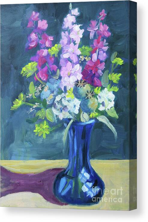 Larkspur Canvas Print featuring the painting Larkspur by Anne Marie Brown