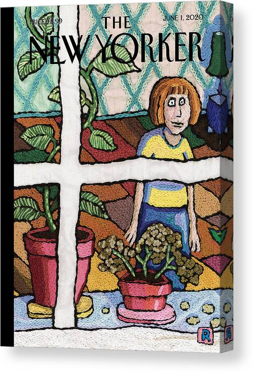 Embroidery Canvas Print featuring the tapestry - textile Lockdown Sampler by Roz Chast