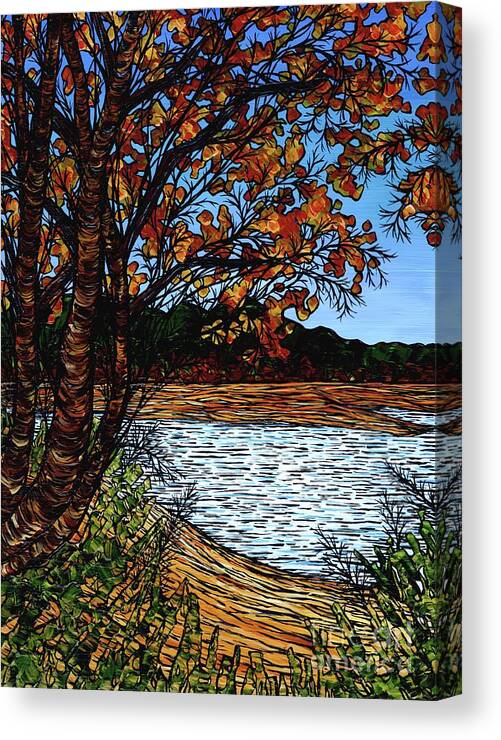 Tree Canvas Print featuring the painting Looking Out onto Walden Pond by Tracy Levesque