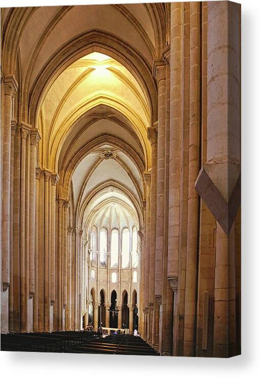12th C. Church Of Santa Maria Canvas Print featuring the photograph Majestic Gothic Cathedral in Portugal by Kirsten Giving