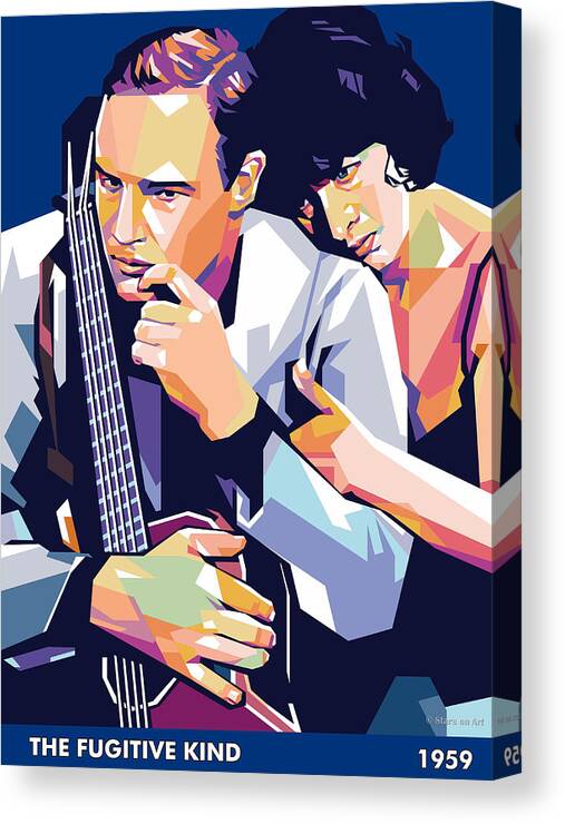 Marlon Brando Canvas Print featuring the digital art Marlon Brando and Anna Magnani by Movie World Posters