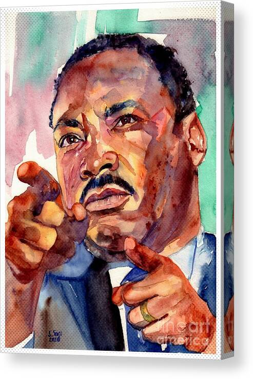 Martin Luther King Jr Canvas Print featuring the painting Martin Luther King Jr. Speaking by Suzann Sines
