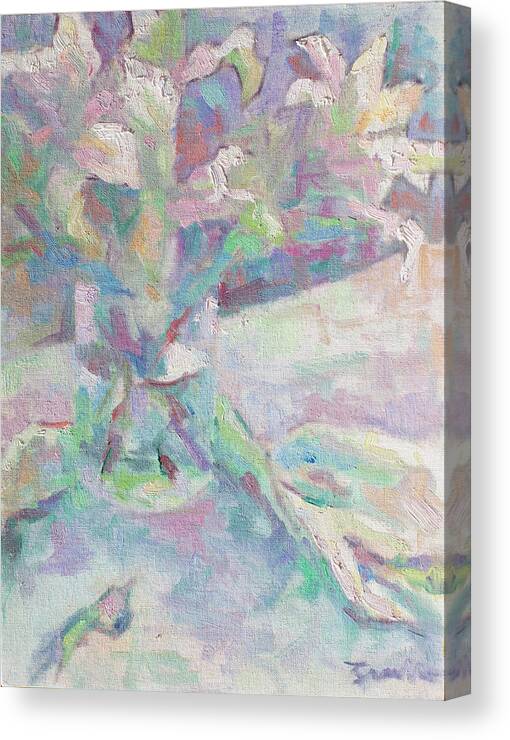 French Impressionism Canvas Print featuring the painting Mary's Lilies by Srishti Wilhelm