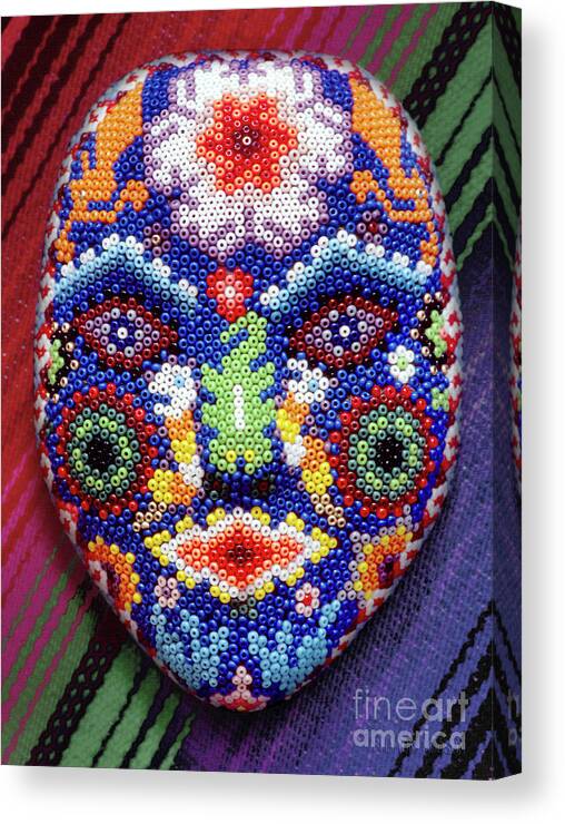 Mexico Canvas Print featuring the photograph Huichol art - Huichol Mask by Sharon Hudson