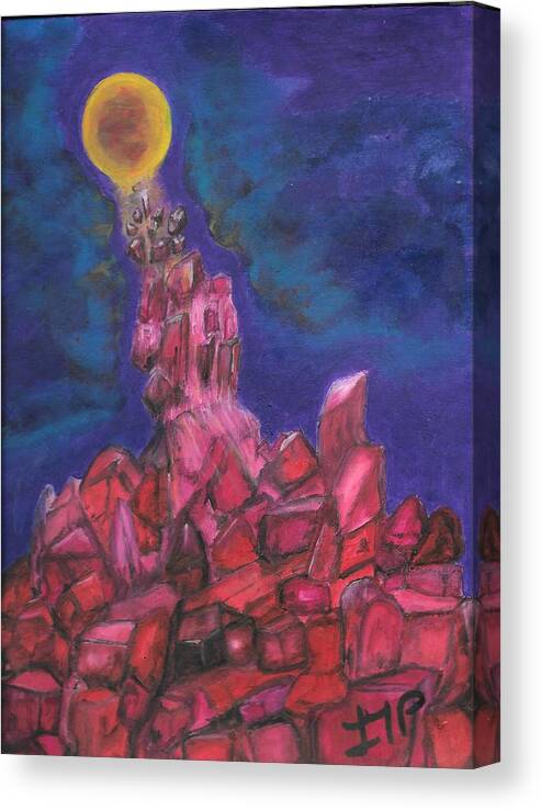 Moon Canvas Print featuring the painting Moon Crystals by Esoteric Gardens KN