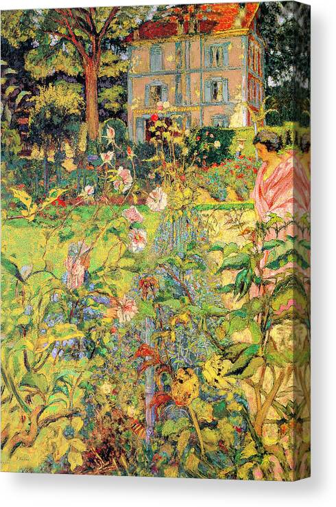 Edouard Vuillard Canvas Print featuring the painting Morning in the Garden at Vaucresson by Edouard Vuillard