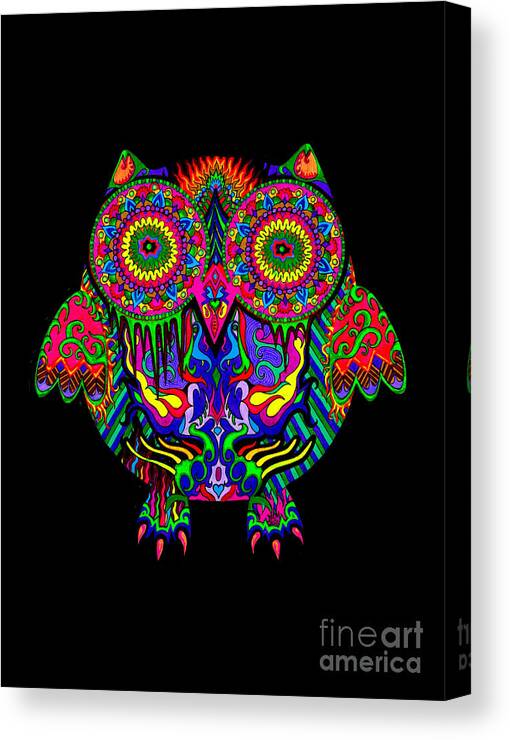 Owl Canvas Print featuring the drawing Ms I Am Meltiiing BLACK by Baruska A Michalcikova