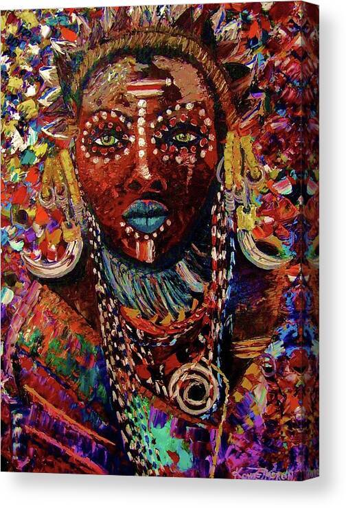 Africa Canvas Print featuring the painting Mursi by Kowie Theron