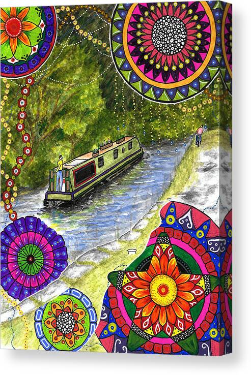 Narrowboat Canvas Print featuring the painting Narrowboat Dreams by Gemma Reece-Holloway