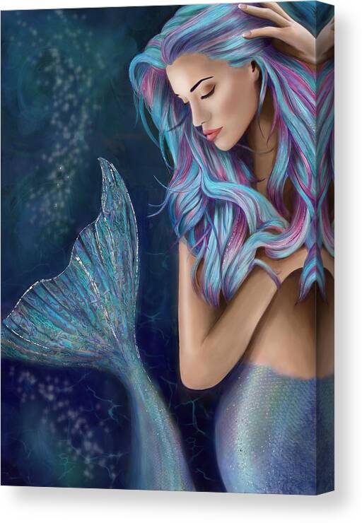 Mermaid Canvas Print featuring the digital art Nerissa by Rachel Emmett